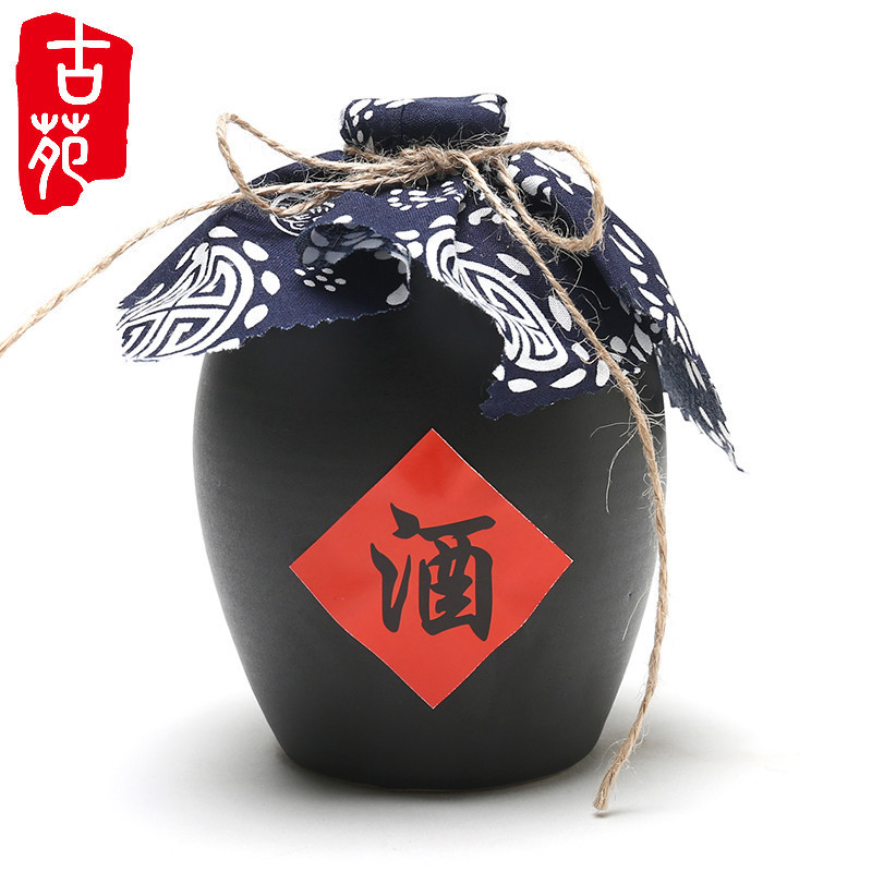 Guyuan ceramic wine jar coarse clay pottery loose wine empty small wine bottle one pound threaded retro liquor antique wine jug