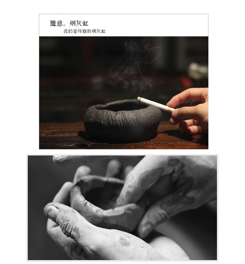 Hand made ceramic wind restoring ancient ways of creative move of Chinese style Japanese coarse pottery home sitting room office furnishing articles ashtray