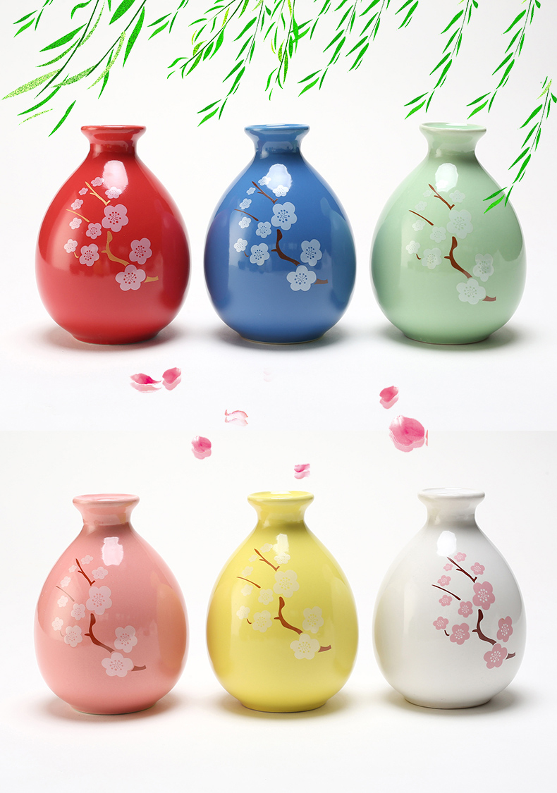 Ancient garden ceramic jars empty bottle decoration creative household jugs peach blossom put cherry blossom put a jin of Japanese small wind hip flask