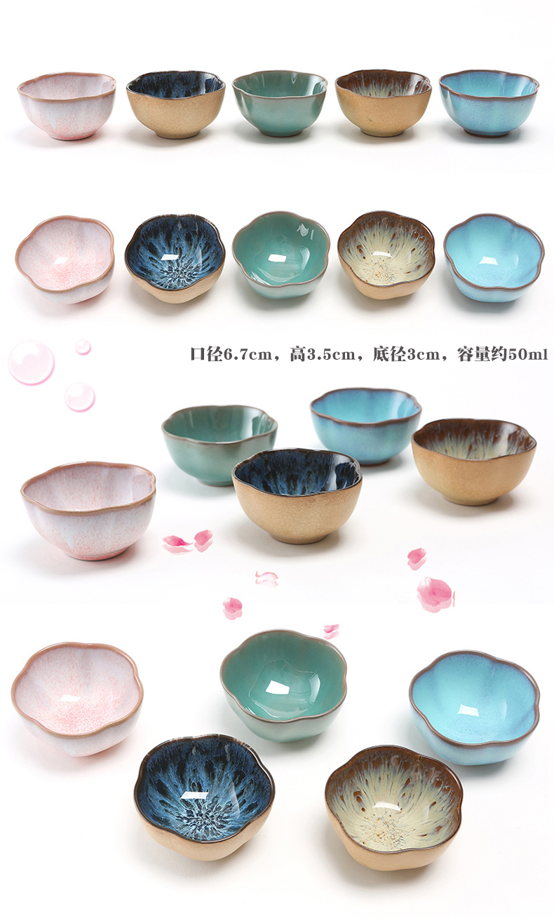 Ancient garden ceramics thin glass cherry name plum blossom put lotus Japanese pottery small teacup built red glaze, the single cup sample tea cup