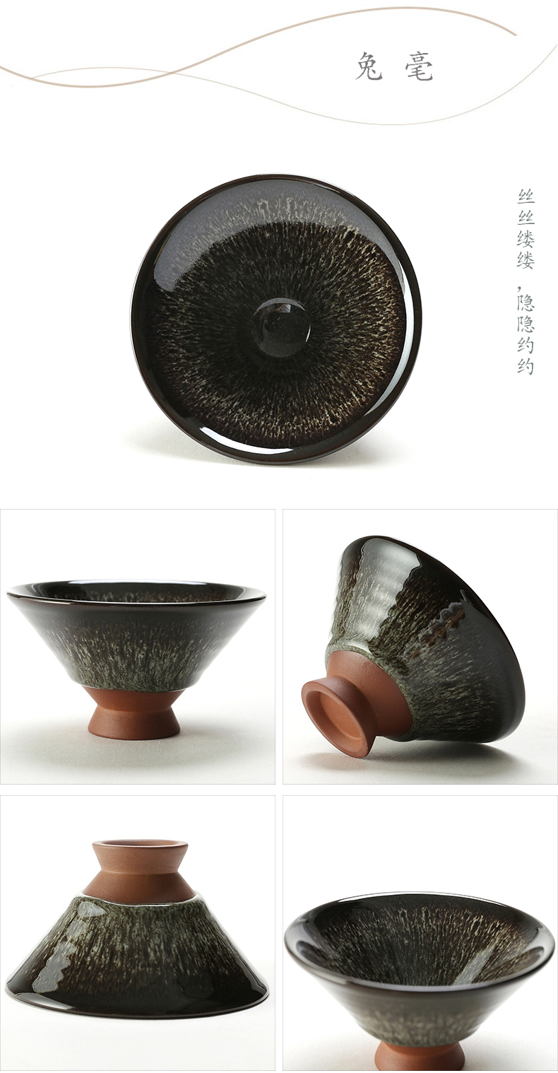 Purple sand pottery and porcelain teacup built light crude pottery bowl tea kungfu master sample tea cup single CPU household glass tea cup