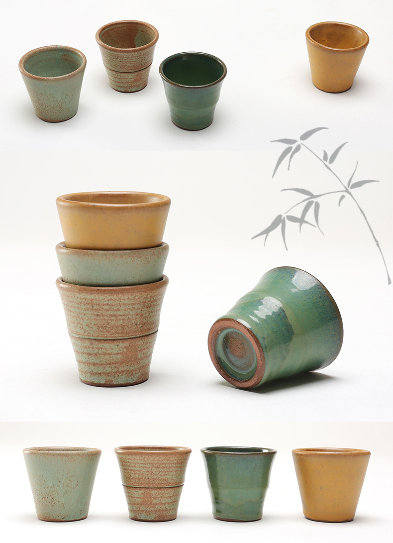 The ancient garden of coarse pottery cups Japanese kung fu tea master single building lamp cup cup of yixing purple sand pottery and porcelain tea cups