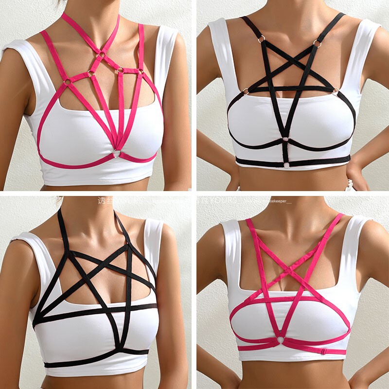 Sexy and Fashionable Pentagram Strapless Lingerie, Foreign-Style Erotic Bra, Breast-Binding Harness, Elastic Tight-Fitting Clothing Sexy and Fashionable Pentagram Strapless Lingerie, Foreign-Style Erotic Bra, Breast-Binding Harness, Elastic Tight-Fitting Clothing