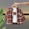 Spring and autumn pure cotton boys' long-sleeved shirt