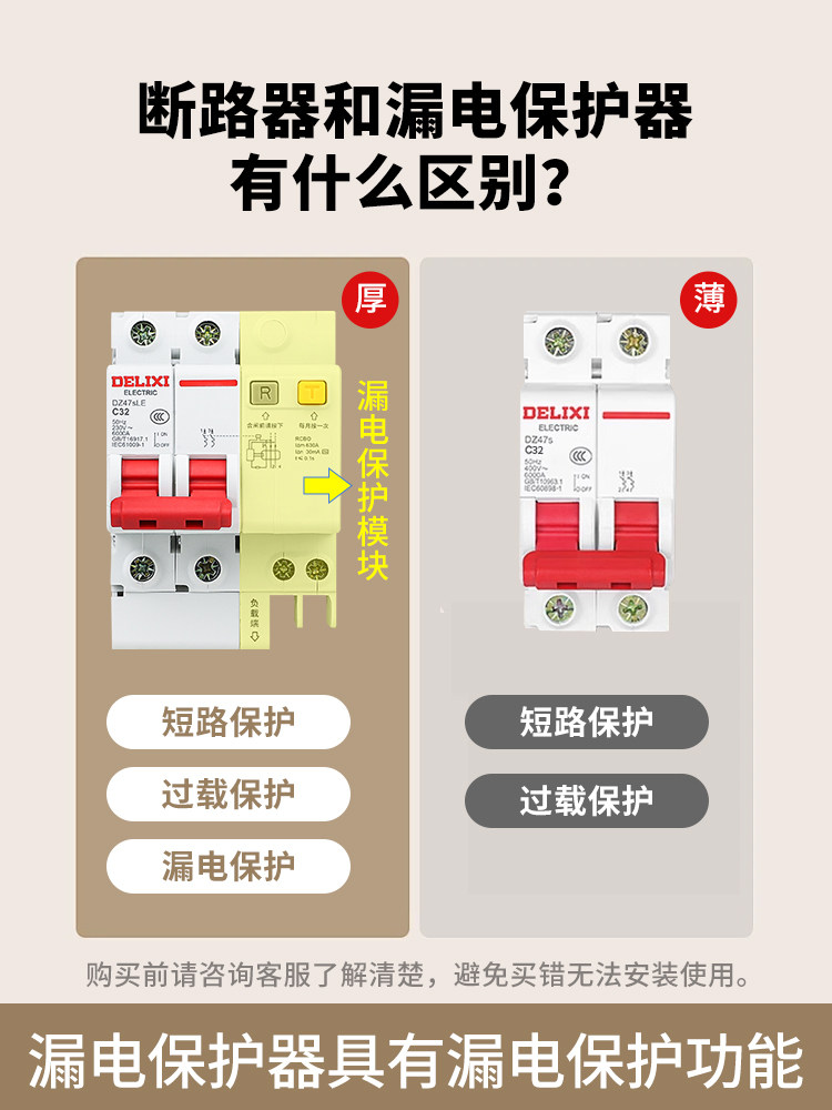Delixi 1P Circuit Breaker 2P Household 32A 63A Three-Phase 3P Circuit Breaker Dz47S 4P Circuit Breaker 100A Switch