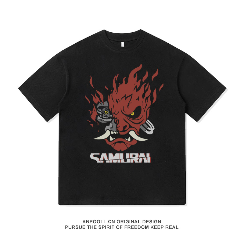 Cyberpunk 2077 Game Johnny Silverhand Same Style Short-Sleeve T-Shirt Wu Shi Band Summer Heavy Cotton Clothing