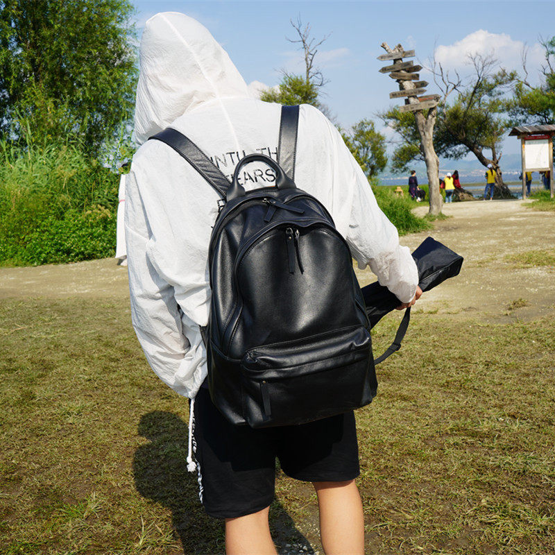 Brief Inlan retro double shoulder bag men's leisure genuine leather Shoulder Bag Female Head Layer Bull Leather Satchel and Japan-ROK Edition College Wind