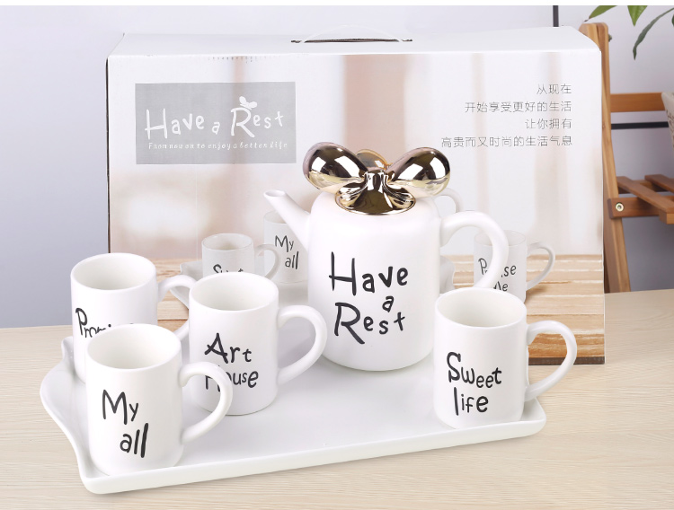 Ms. Lovely tea set creative Nordic contracted checking ceramic cups household flower pot set
