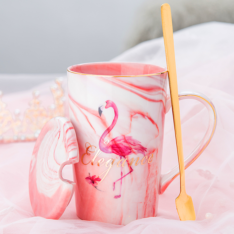 Creative ins Nordic ceramic cup home move contracted mark cup with cover female couples cup coffee cup