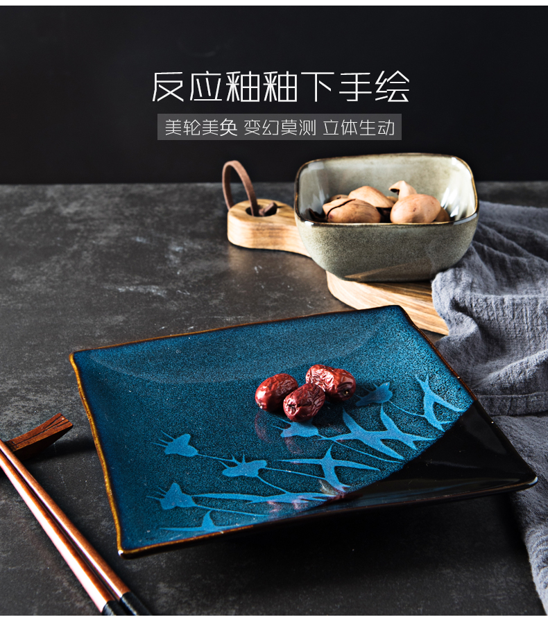 Creative Japanese - style tableware move under the glaze color restoring ancient ways hand - made ceramic dish home 10 inches dish of fruit plates