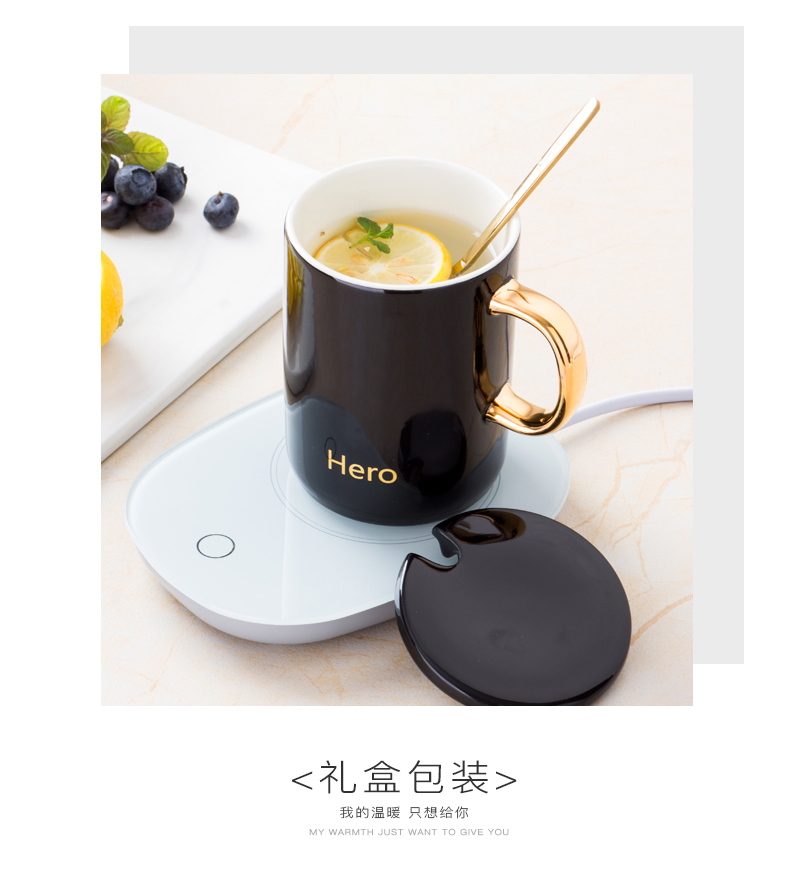 Creative warm keller 55 degrees thermostatic cup mat couples ceramic cups of milk for breakfast coffee cup heating cup