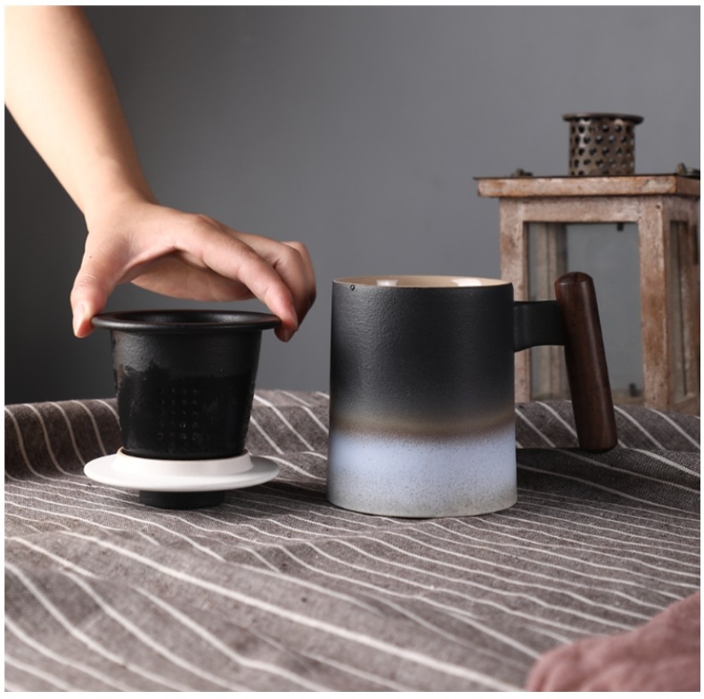 Creative Japanese ceramic cup individuality tide restoring ancient ways of household tea mugs office separation of tea cups