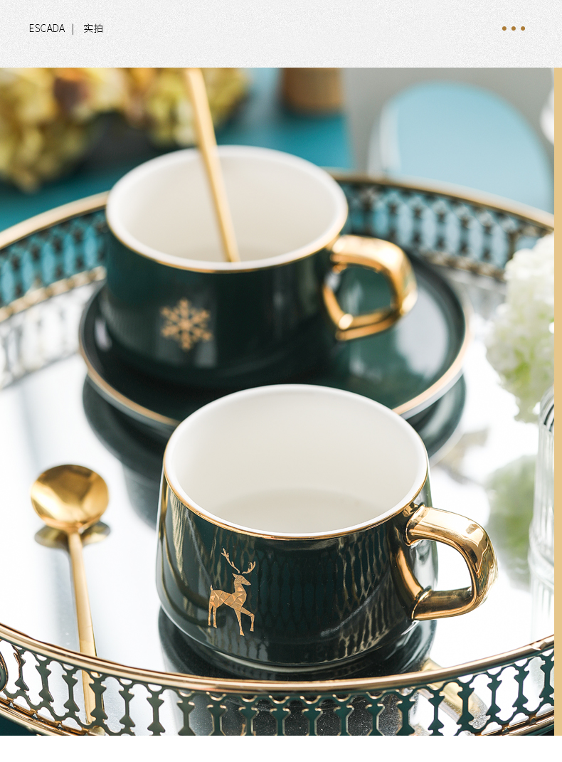 Delicate coffee cups and saucers British key-2 luxury European web celebrity stirring cup tea cup household ceramic cup