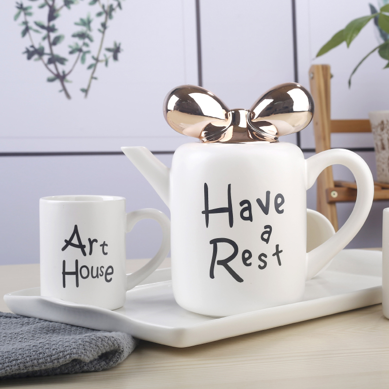 Ms. Lovely tea set creative Nordic contracted checking ceramic cups household flower pot set
