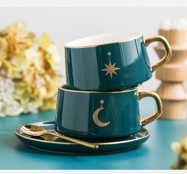 Delicate coffee cups and saucers British key-2 luxury European web celebrity stirring cup tea cup household ceramic cup