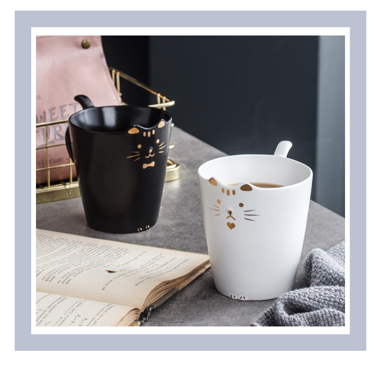 Express cartoon ceramic cup small animal keller individuality creative trend students PAWS glass cup of office