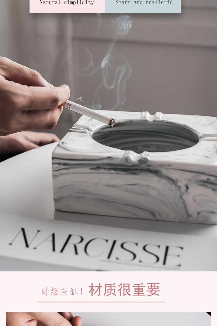Large ceramic ashtray boreal Europe style household individuality creative trend ashtray gifts for men and women living room office