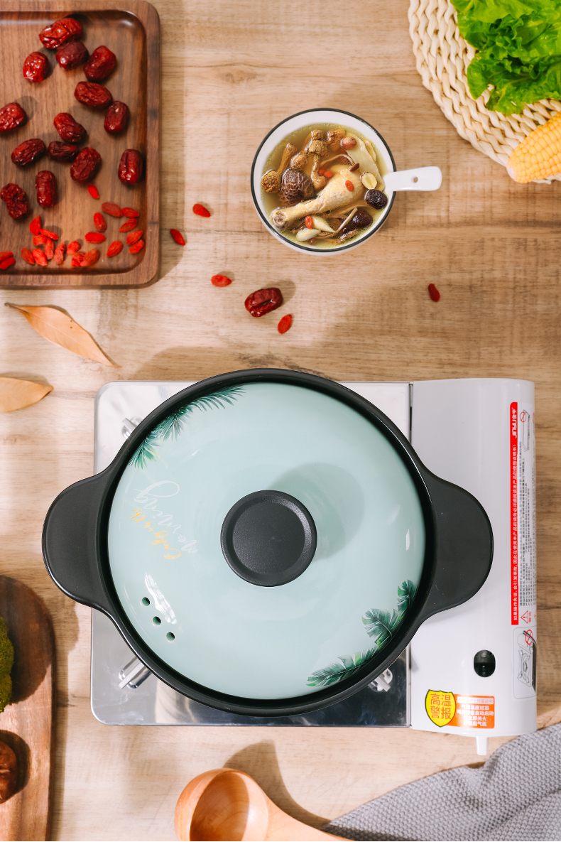 Household high - temperature gas crock soup pot ceramic casseroles, large capacity simmering saucepan flame soup rice soup