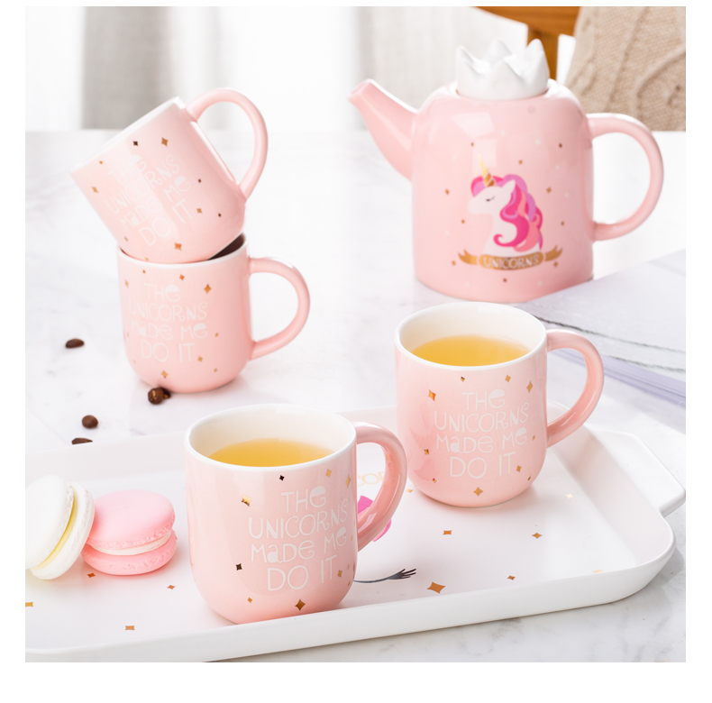 The Creative ins web celebrity unicorn mugs girl move trend ceramic cups with cover run home tea cups