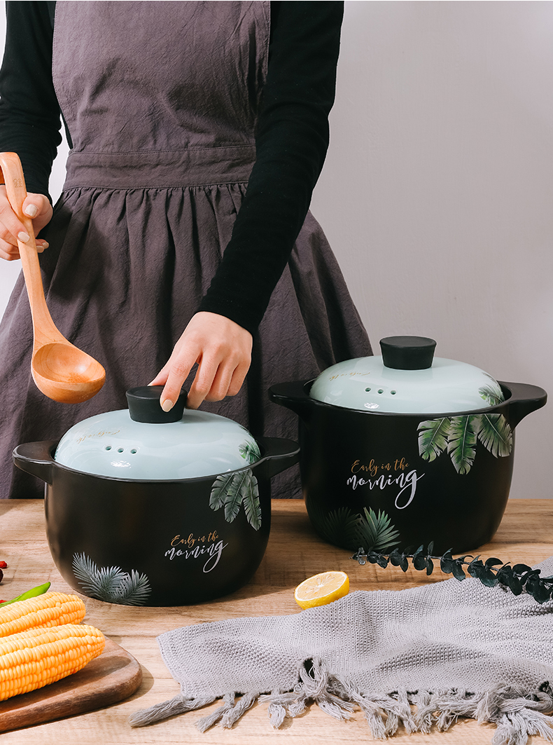 Household high - temperature gas crock soup pot ceramic casseroles, large capacity simmering saucepan flame soup rice soup