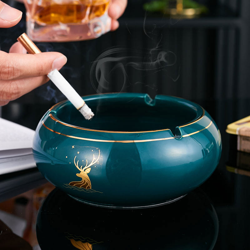 Creative Nordic light luxury drawing gold ceramic ashtray home living room personality trend coffee table decoration office