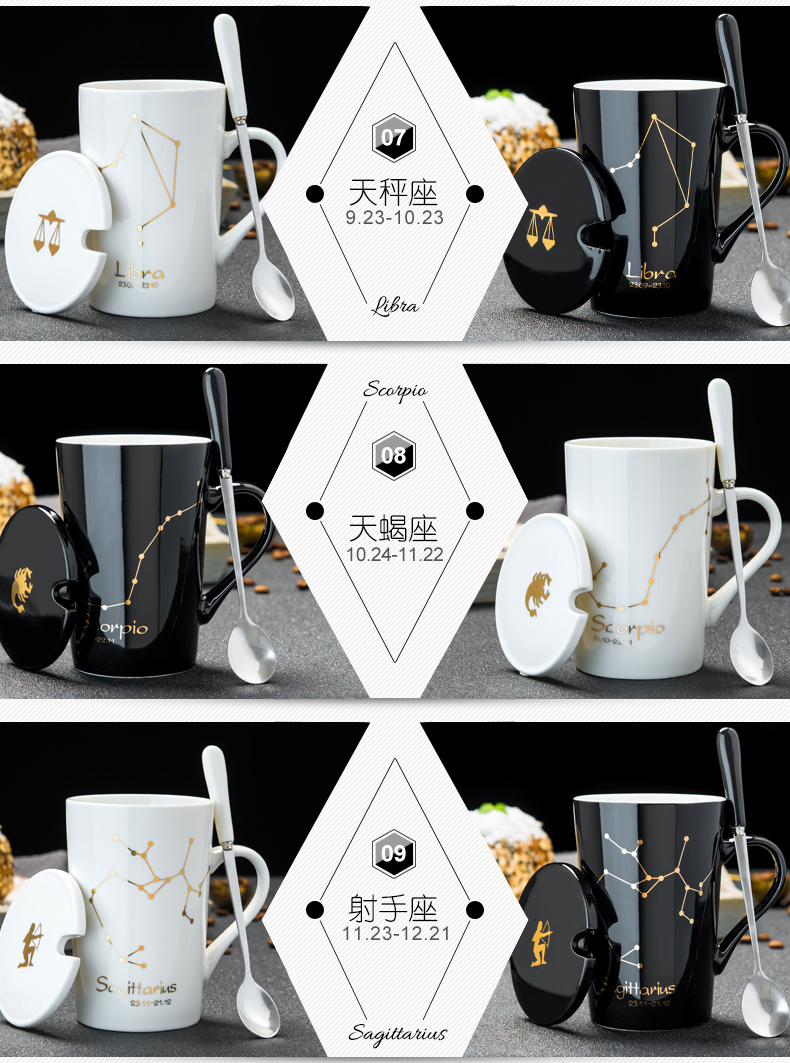 Creative move with cover glass ceramic keller spoon tide lovers ultimately responds a cup of coffee cup men 's and women' s cup