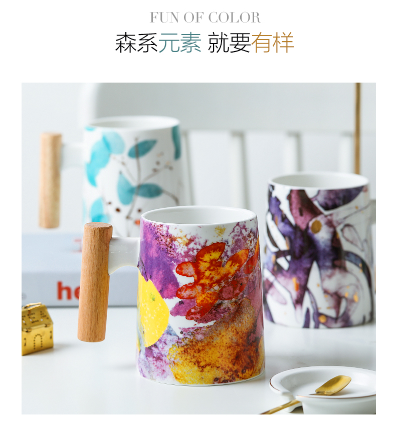 Creative move European - style ins wind trend ceramic cup coffee cup with cover students home mugs