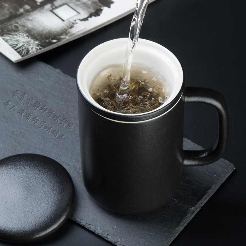 Move ceramic cup with cover filtration separation of tea cups Japanese creative office household glass tea cup
