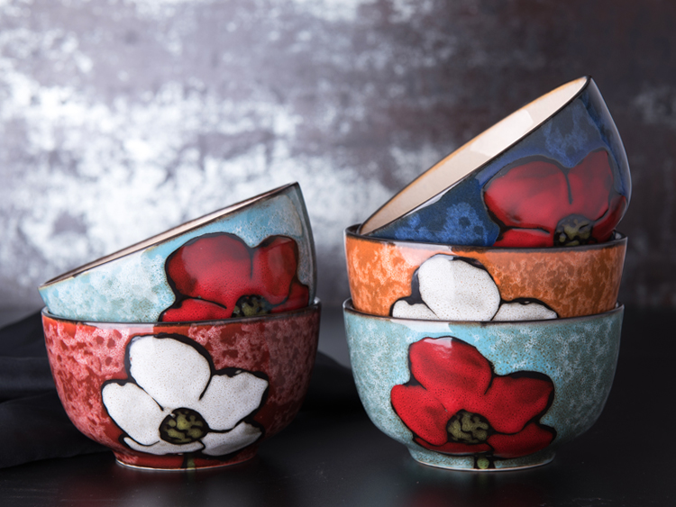 Japanese variable glaze rice bowls hand - made ceramic bowl tableware creative move household small dish bowl of soup bowl to eat bread and butter