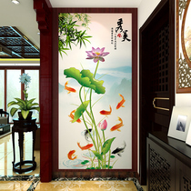 8d Chinese seamless mural 3d TV porch background wall wallpaper 5d wallpaper nine fish House corridor aisle