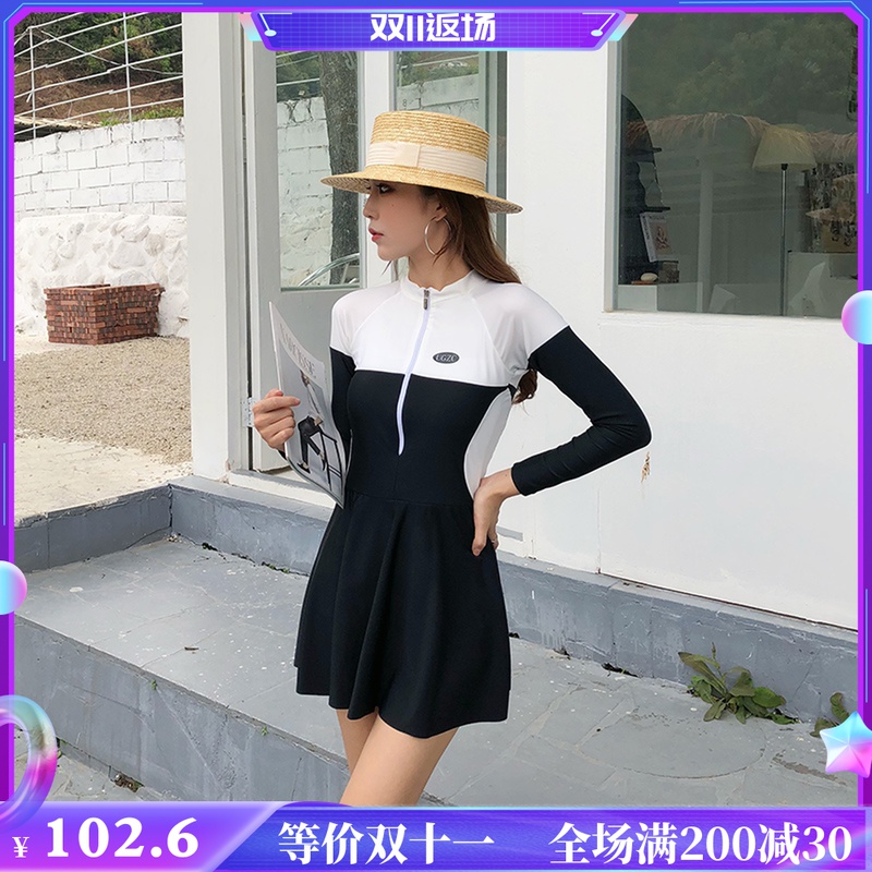 Taoyaoyao 2022 new hot spring resort sports diving swimsuit women cover belly to show thin students conservative long sleeves - Taobao