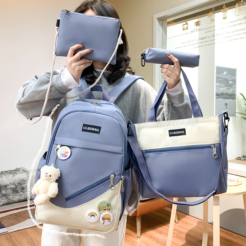 Junior High School School Bag Girls College Wind Light Elementary School Children Cute Teenage Girl Hearts Three Fifth-grade Large Capacity Double Shoulder Bag