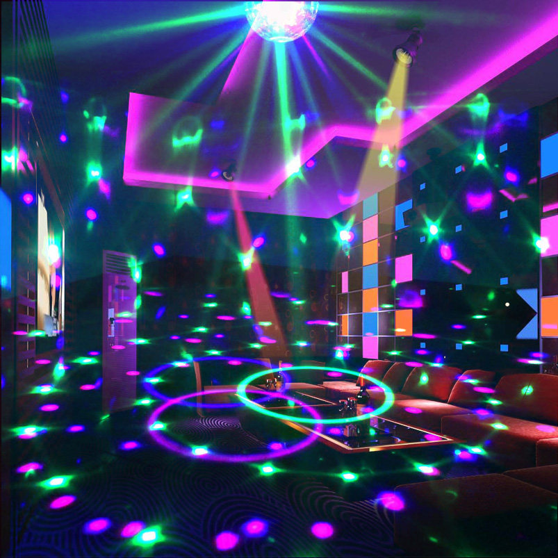 Voice-activated color lights KTV bar mood lights Home rotating colorful color change Romantic bedroom decoration atmosphere pop lights