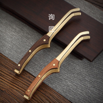 Pure copper solid wood tea clip non-slip clip tea tweezers thick tea wash tea cup clip kung fu tea set spare parts