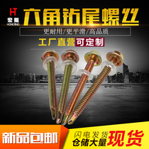 Hongting outer hexagonal drill tail screw self-drilling self-tapping color zinc color steel tile dovetail Silk nail M4 8 6 3