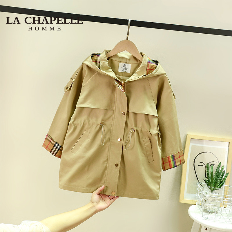 La Chapelle children's clothing girls windbreaker jacket spring and autumn foreign style fashionable children's cotton mid-length winter jacket