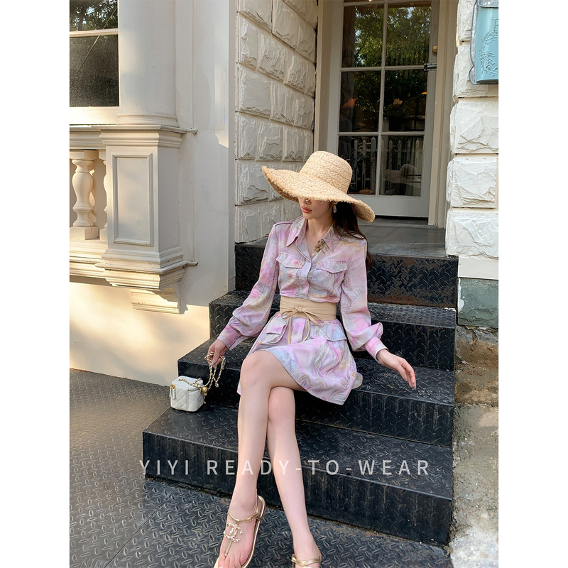 Yiyijia Petite Workwear Mini Long-Sleeve Waist-Cinching Dress Early Spring Vintage Elegant High-End Temperament Dress Yiyijia Petite Workwear Mini Long-Sleeve Waist-Cinching Dress Early Spring Vintage Elegant High-End Temperament Dress