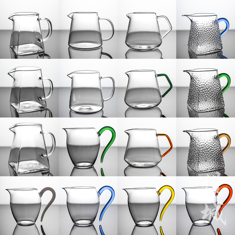 Heat Resistant Glass Fair Cup Hammer Mesh Crystal Tea Sea Sub tea instrumental cup Gongfu Tea Road accessories thickened Large number