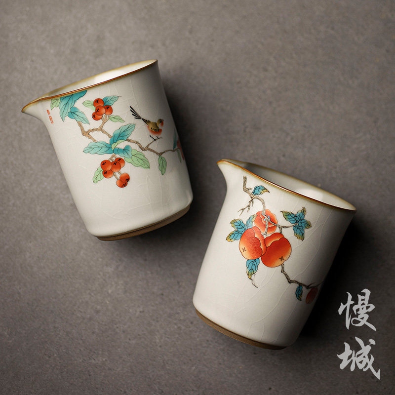 Ceramic Fair Cup Home Tea Sea Open Slice of Nutrient Tea Machine Well Cup Koru Tea Accessories Pour Tea Ru Kiln Public Cup