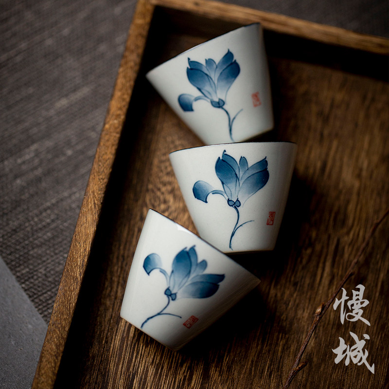 Ceramic Tea Cup Personal Tasting Cup Home hand painted Gongfu Tea Tea Brewink single Master's cup Small tea bowl