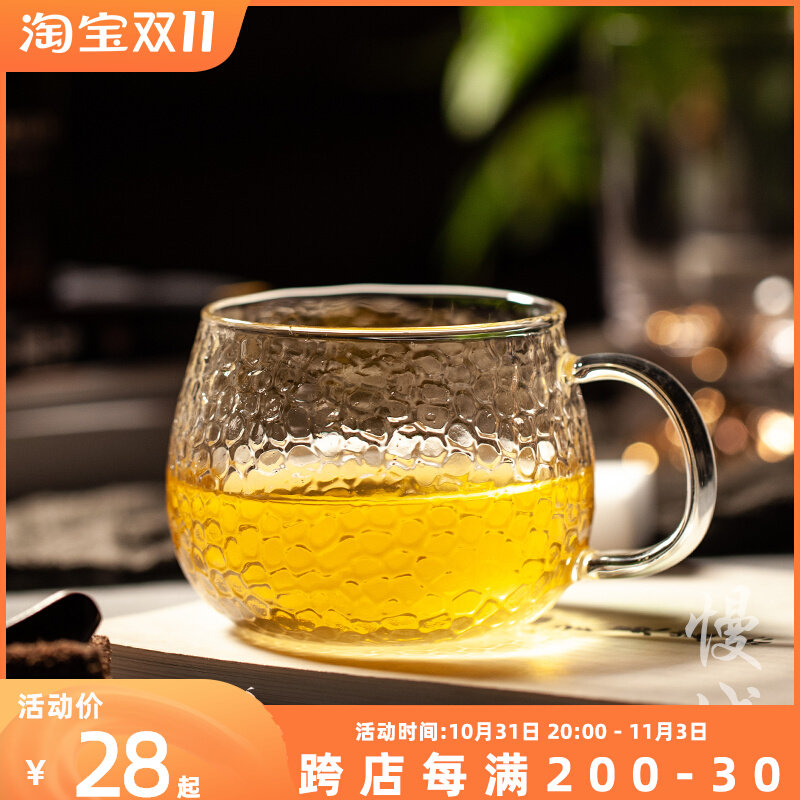 Hammer pattern single glass tea cup large cup household master cup tea cup thickened kung fu tea set heat-resistant cup