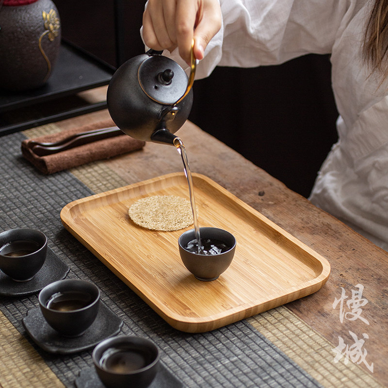 Slow City Bamboo Tray Tea Tray Tea Tray Home Brief Tea Sea Home Rectangular Teatai Tea Sea Size Number Bamboo Tea Tray