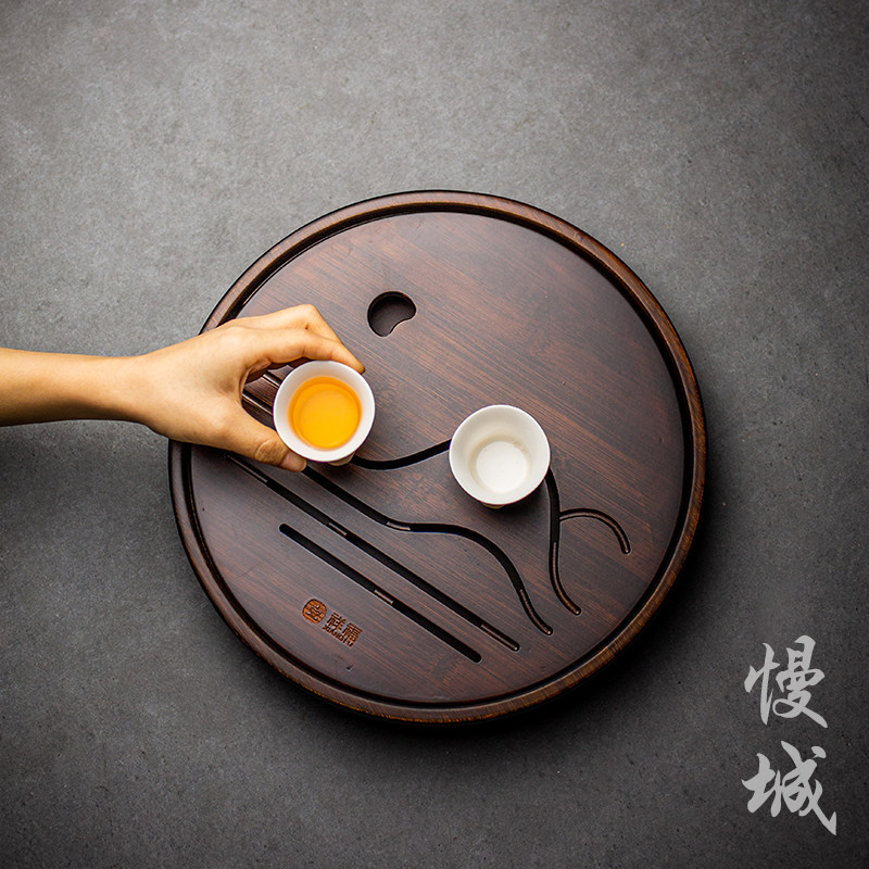 Carbonated Bamboo Tea Tray Bamboo Small Tea Sea Large Size Water Storage Type Home Tea Set Terrace Drain Round Rectangular Dry Foam Tray