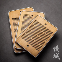 Bamboo Tea Tray Small Melamine Bottom Trays Drain Tea Table Tea Sea Home Kung Fu Dry Bubble Pan Water Storage Square Easy