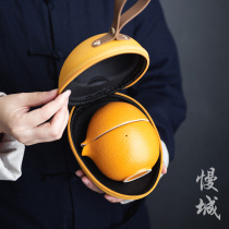 Cittaslow town auspicious travel tea set set Outdoor tea maker Ceramic pot three cups Portable quick cup