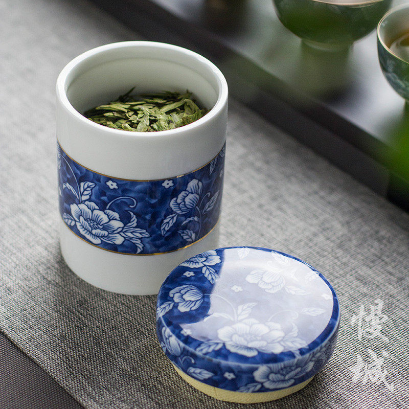Cittaslow Ceramic Tea Tank Blue and White Porcelain Sealed Tank Damp-proof Storage Tank Tea Set Tank Small Tea Bin