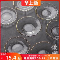 Slow city Japanese glass coaster heat-resistant insulation mat creative tea mat kung fu tea set accessories pure handmade cup holder