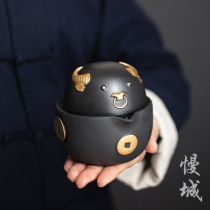 Cittaslow Town Niu Yun Hengtong One pot two cups outdoor tea set Creative ceramic tea pot Portable travel tea set