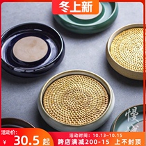 Slow city Ru kiln pot pad coarse pottery rattan tea bearing Japanese purple sand pot tea set accessories tea ceremony zero with dry bubble plate