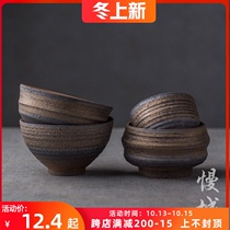 Slow city coarse pottery tea cup ceramic single Cup antique Japanese clay large kung fu tea set unglazed Zen Master Cup